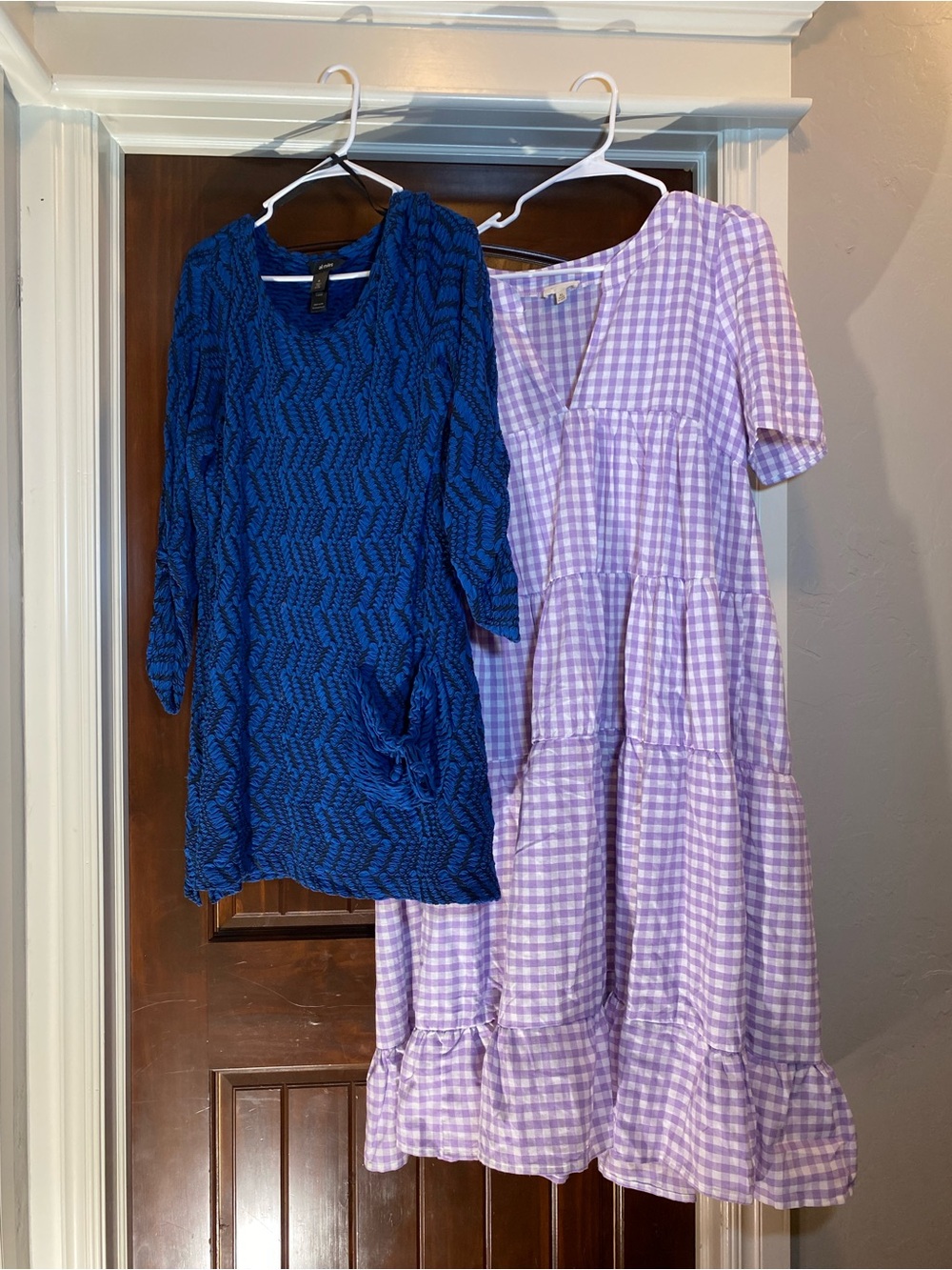 Lot Of 2 XL Women’s Dresses - Blue/Black Ali Miles - Purple/White BiBi